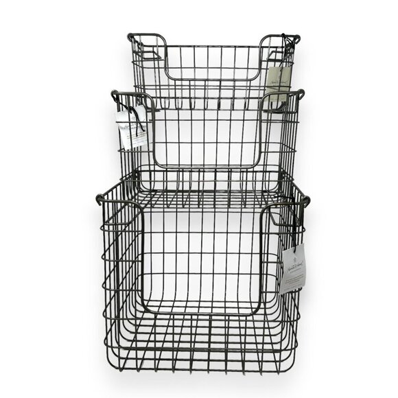 Hearth & Hand Magnolia‎ Small Wire Storage Stacking Basket Pewter - Small - Picture 6 of 6
